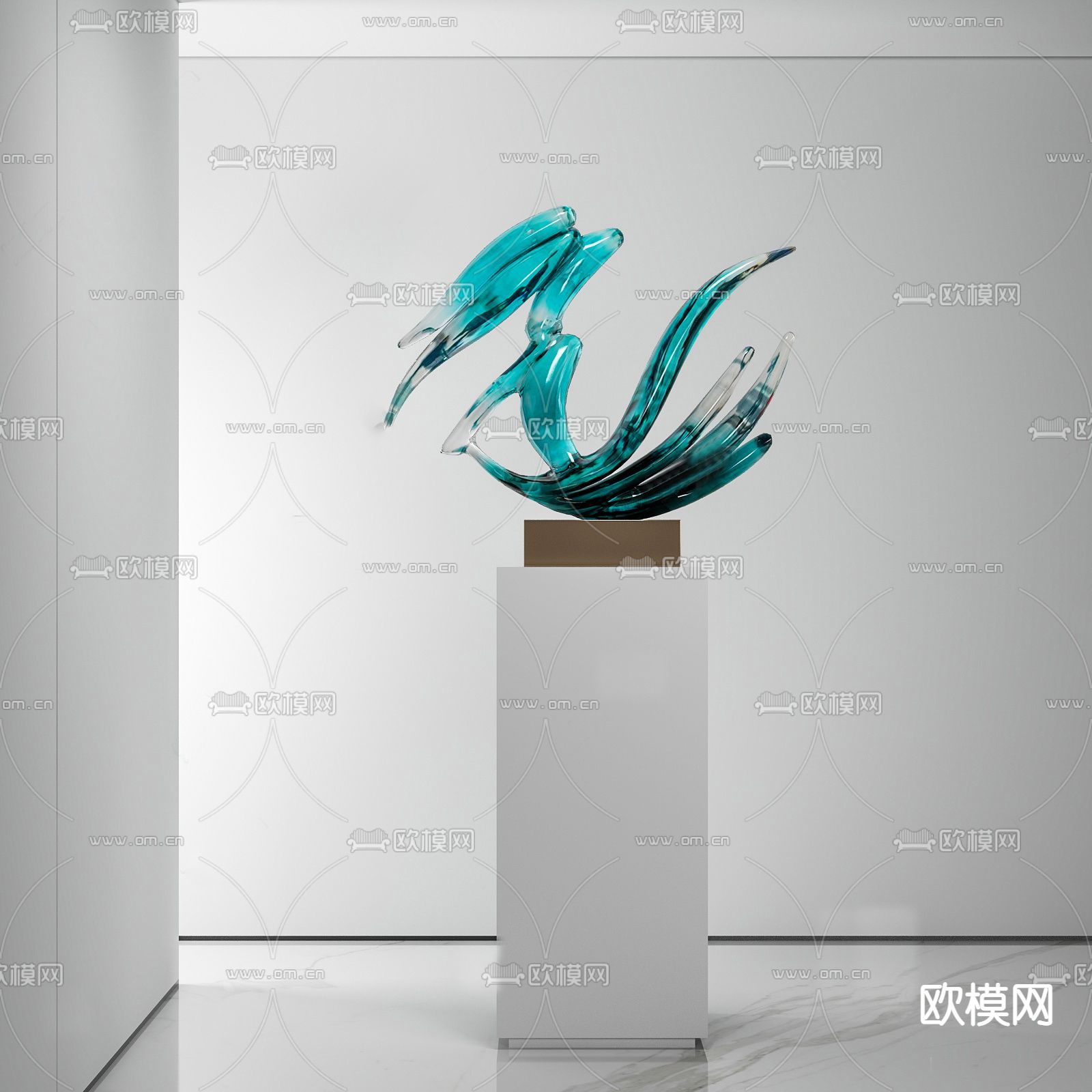 现代雕塑艺术品su模型下载（渲染图1）