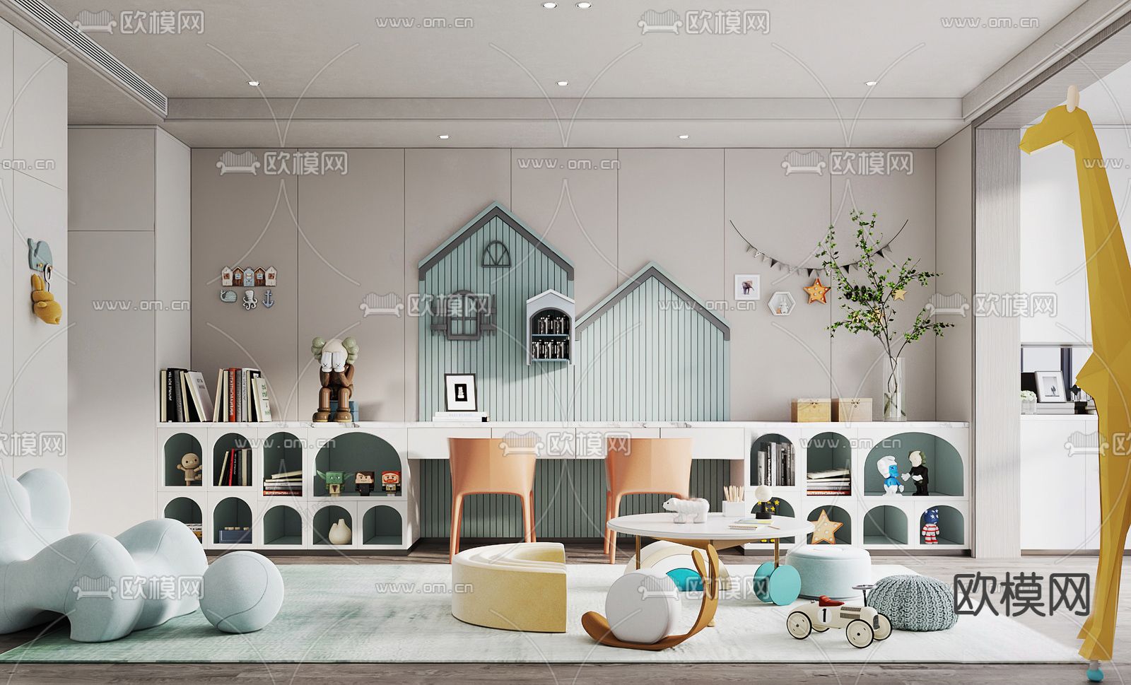 现代儿童玩具房su模型下载（渲染图1）