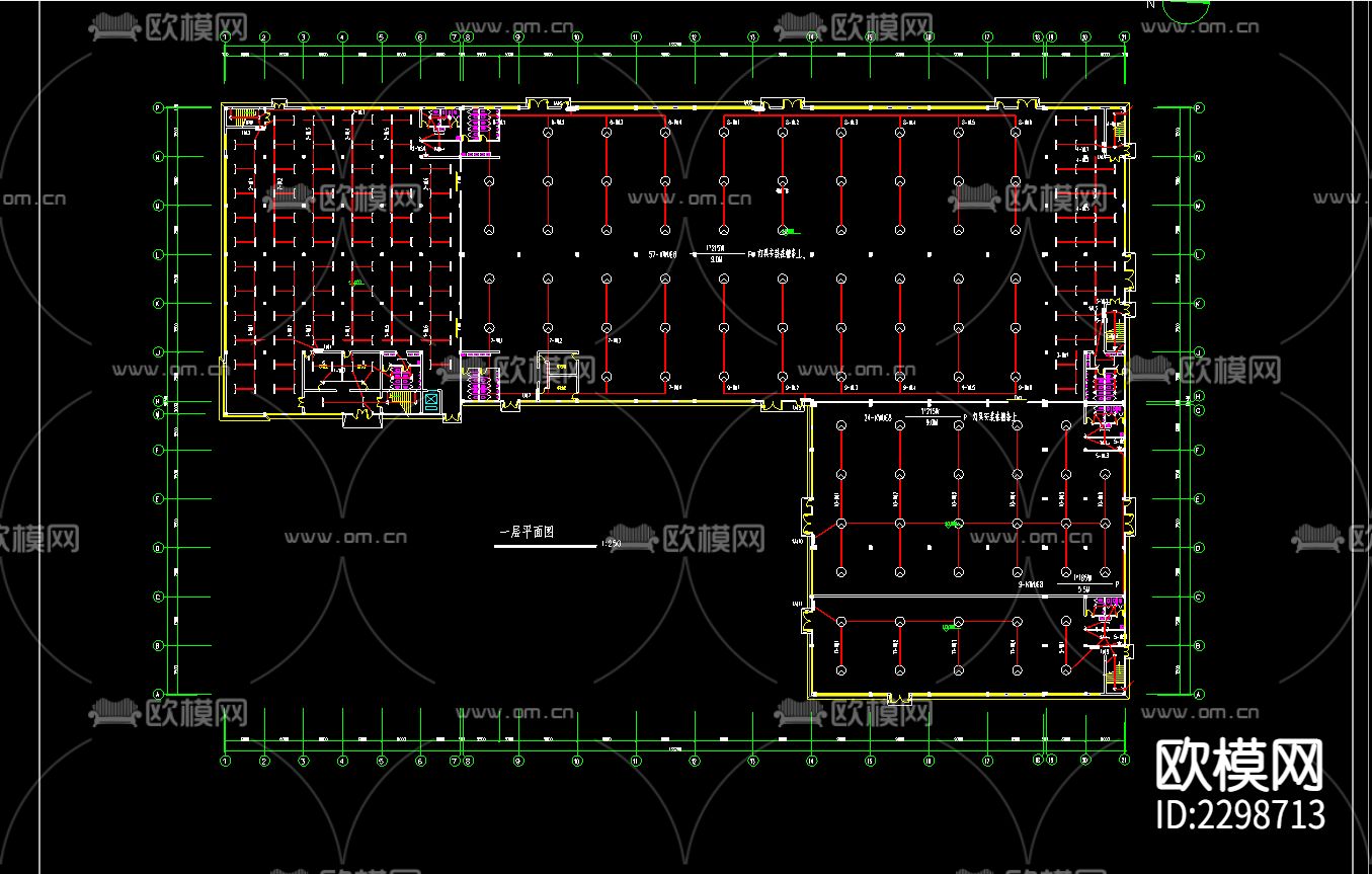 大型厂房电气CAD施工图下载（渲染图2）