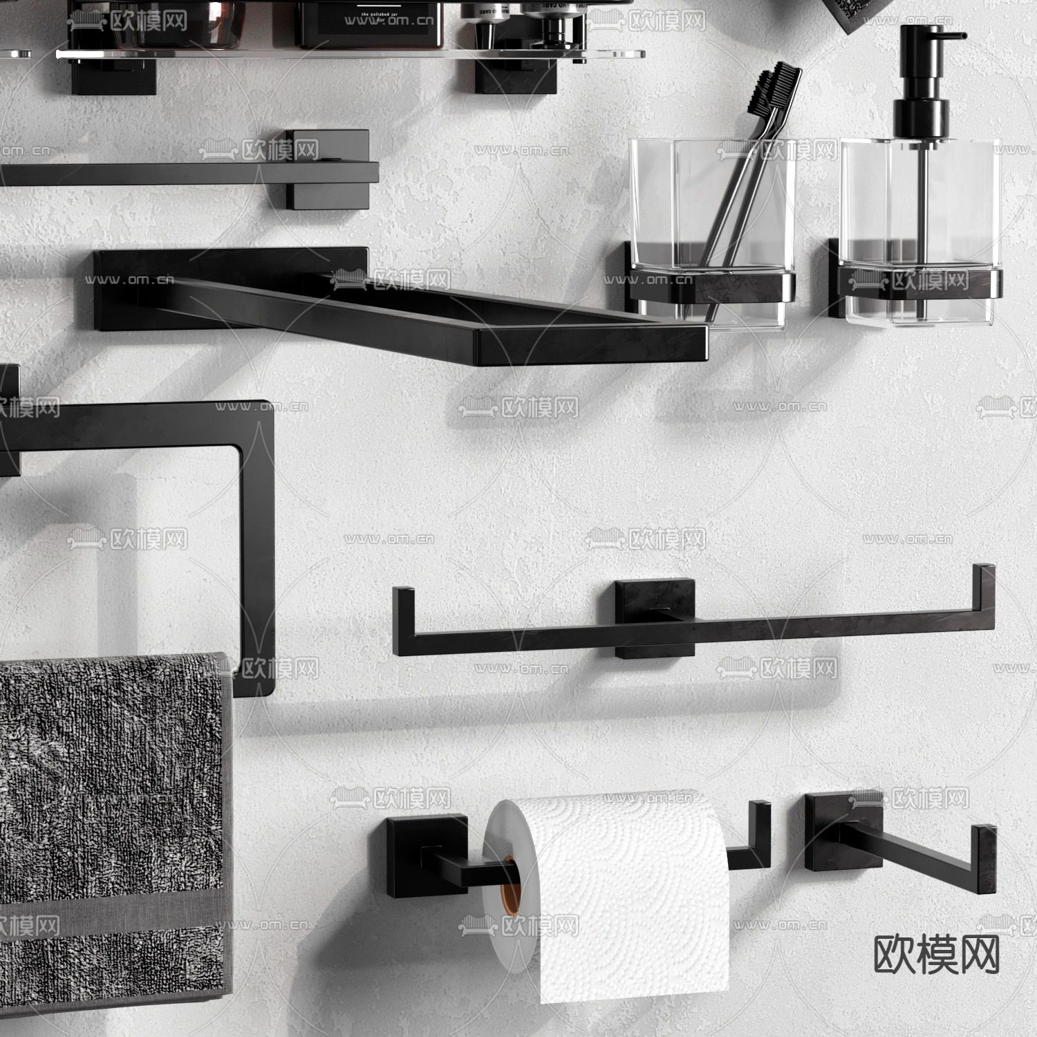 现代毛巾 香薰 洗涤用品3d模型下载（渲染图4）