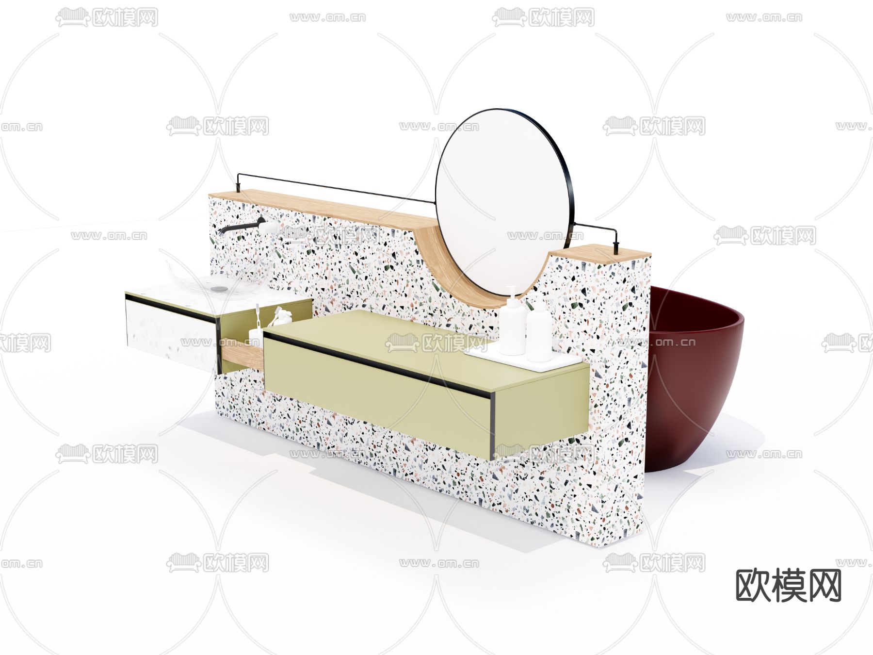 现代洗手台su模型下载（渲染图1）