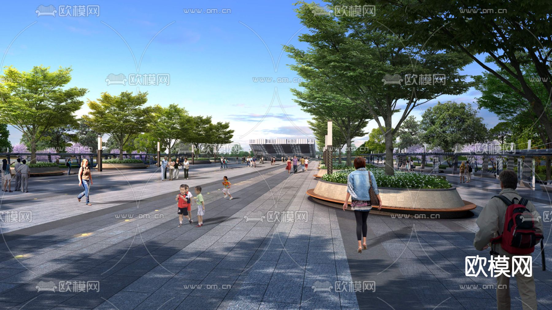 现代广场公园景观psd下载