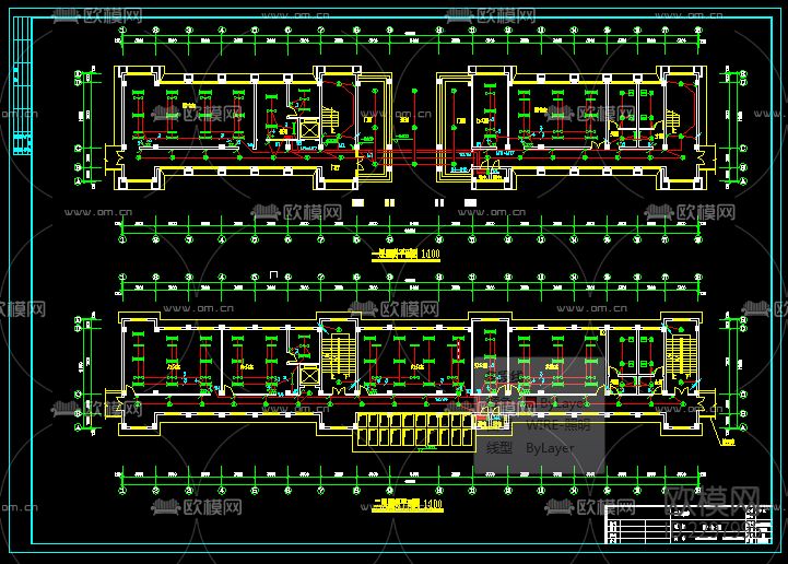 教学楼电气CAD施工图下载（渲染图2）