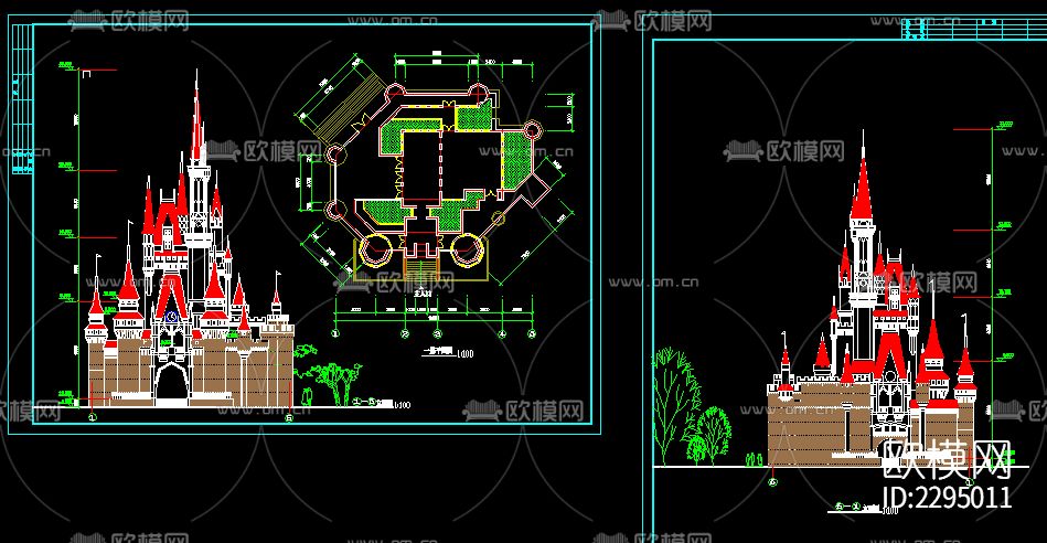 欧洲风格城堡cad施工图下载