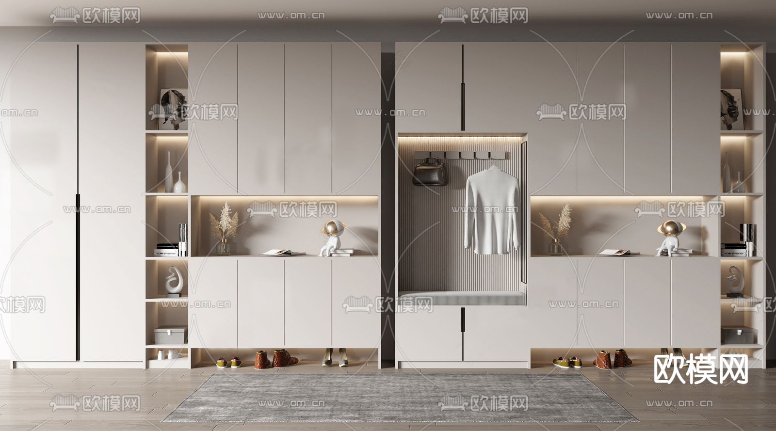现代鞋柜su模型下载（渲染图1）