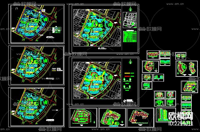综合住宅区规划cad平面图下载（渲染图1）