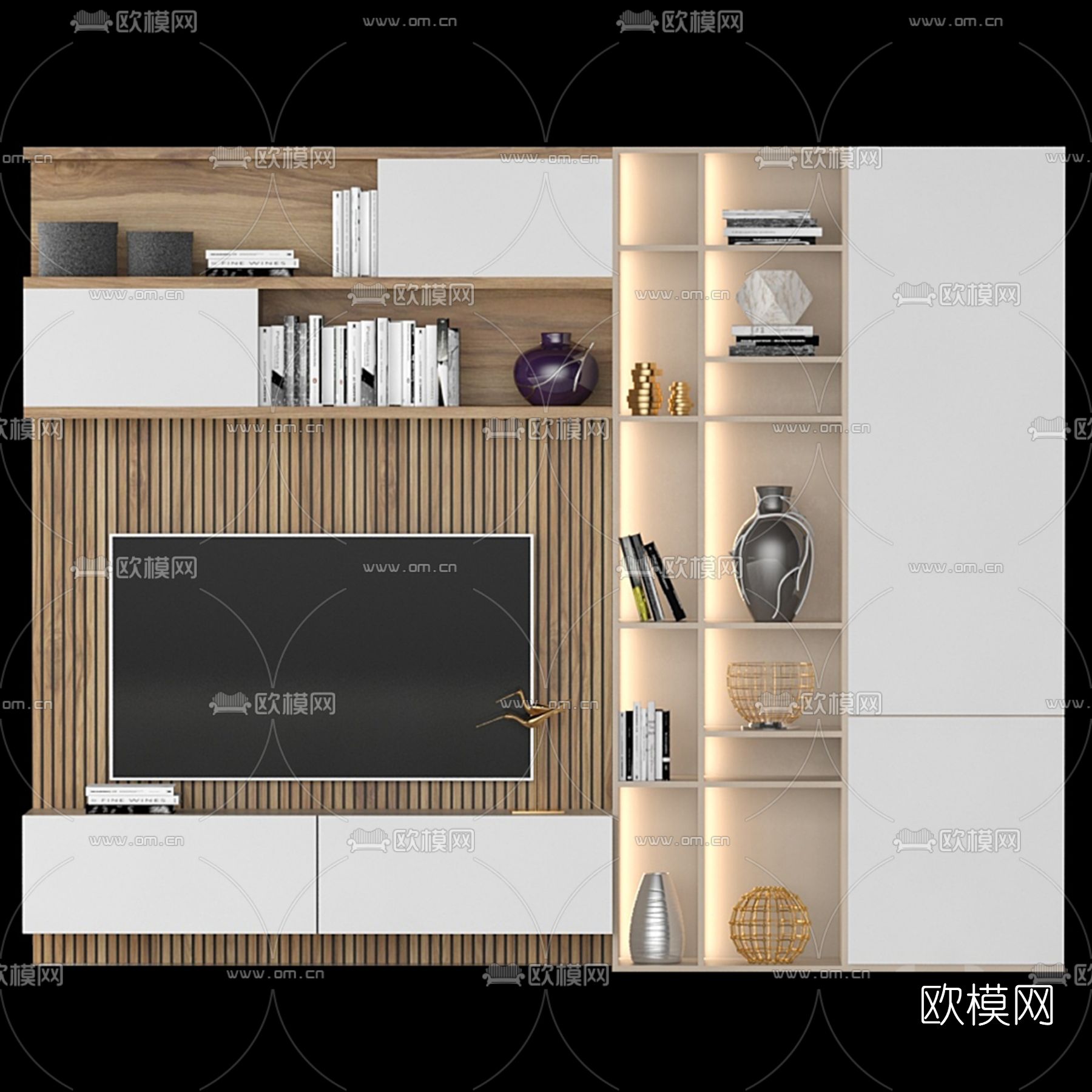 现代电视背景墙3d模型下载