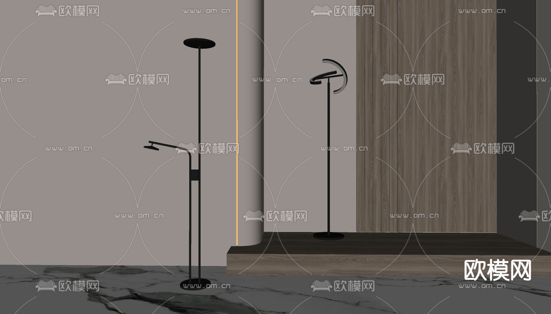 现代极简落地灯su模型下载（渲染图2）