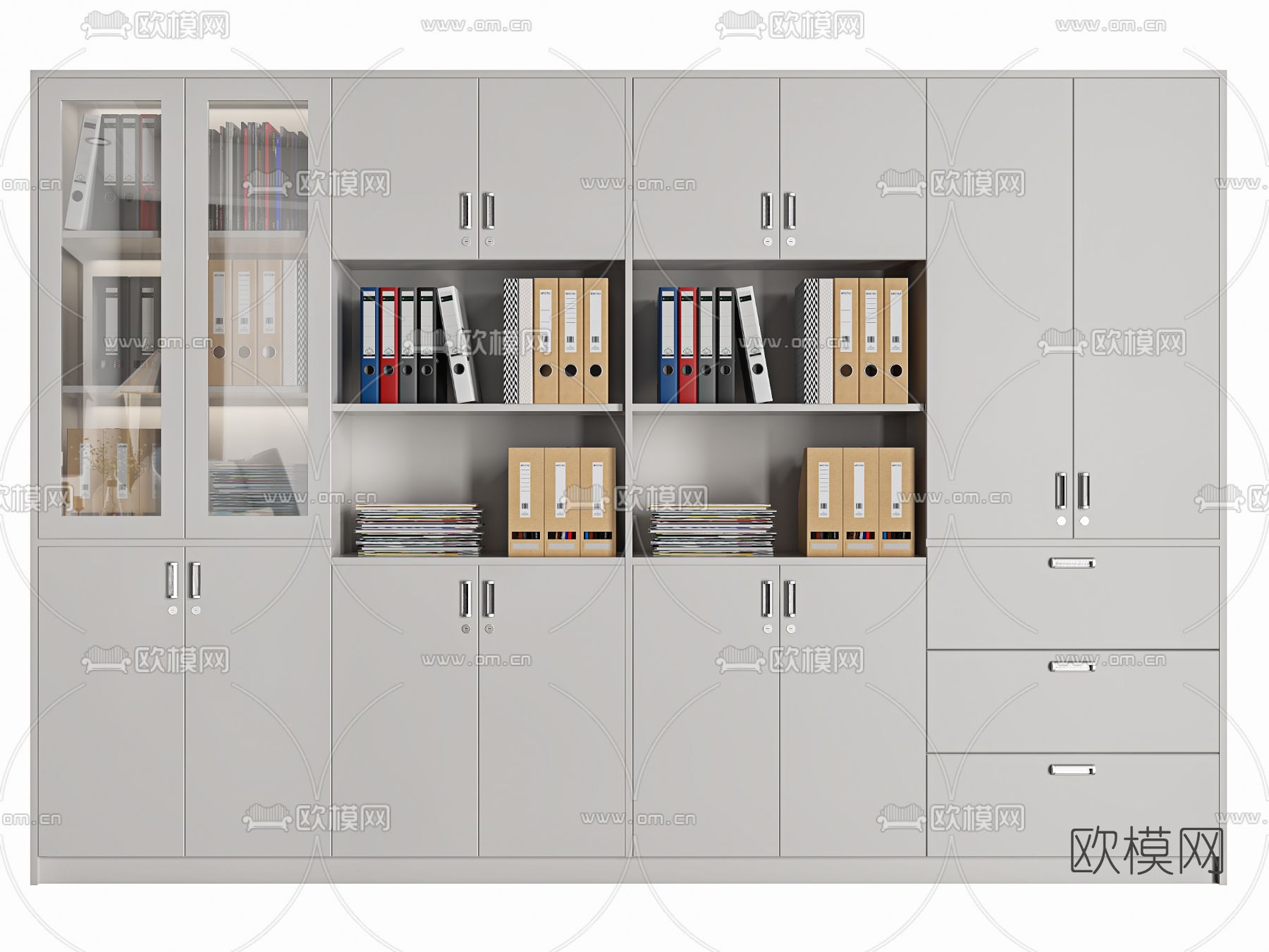 现代办公文件柜3d模型下载