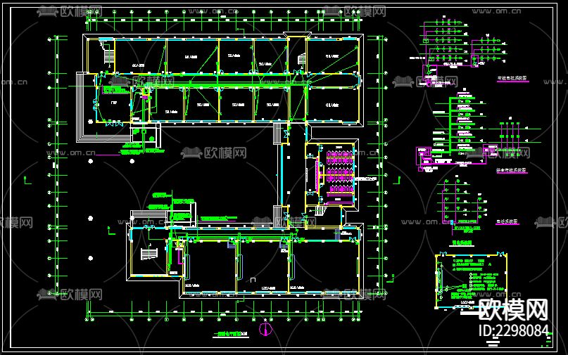 教学楼电气设计CAD施工图下载（渲染图4）