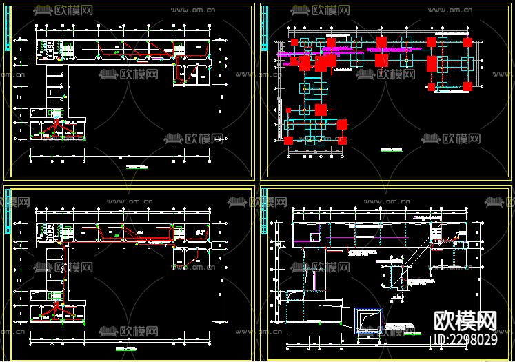 教学楼电气CAD施工图下载（渲染图3）