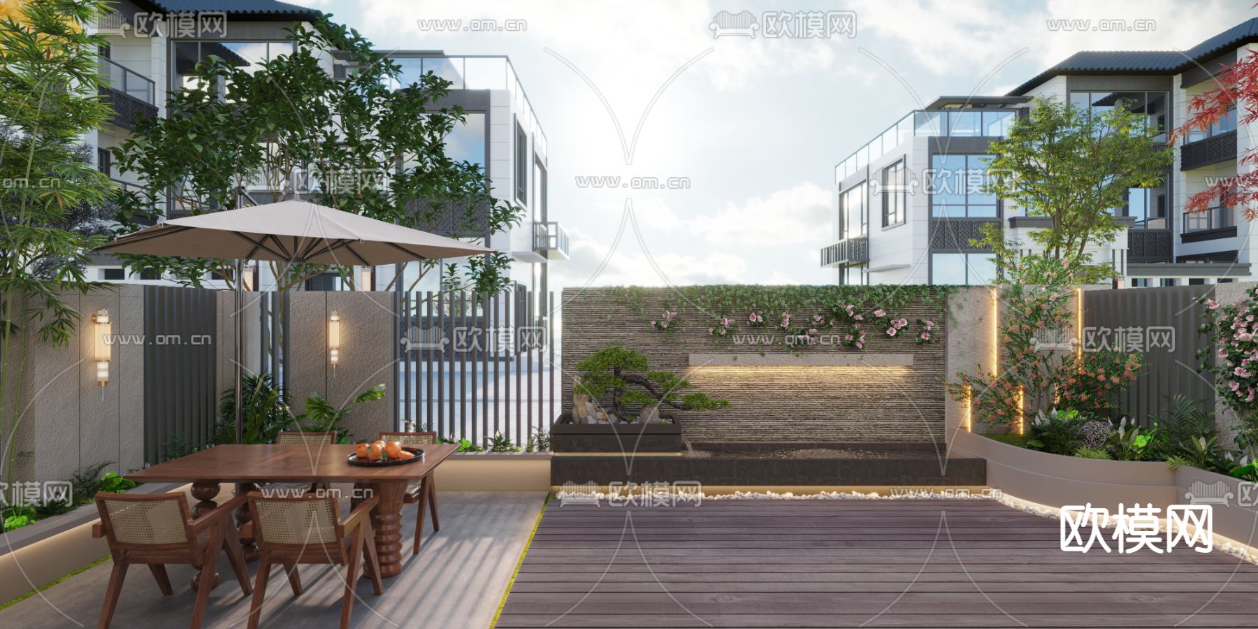 现代庭院花园 阳台3d模型下载