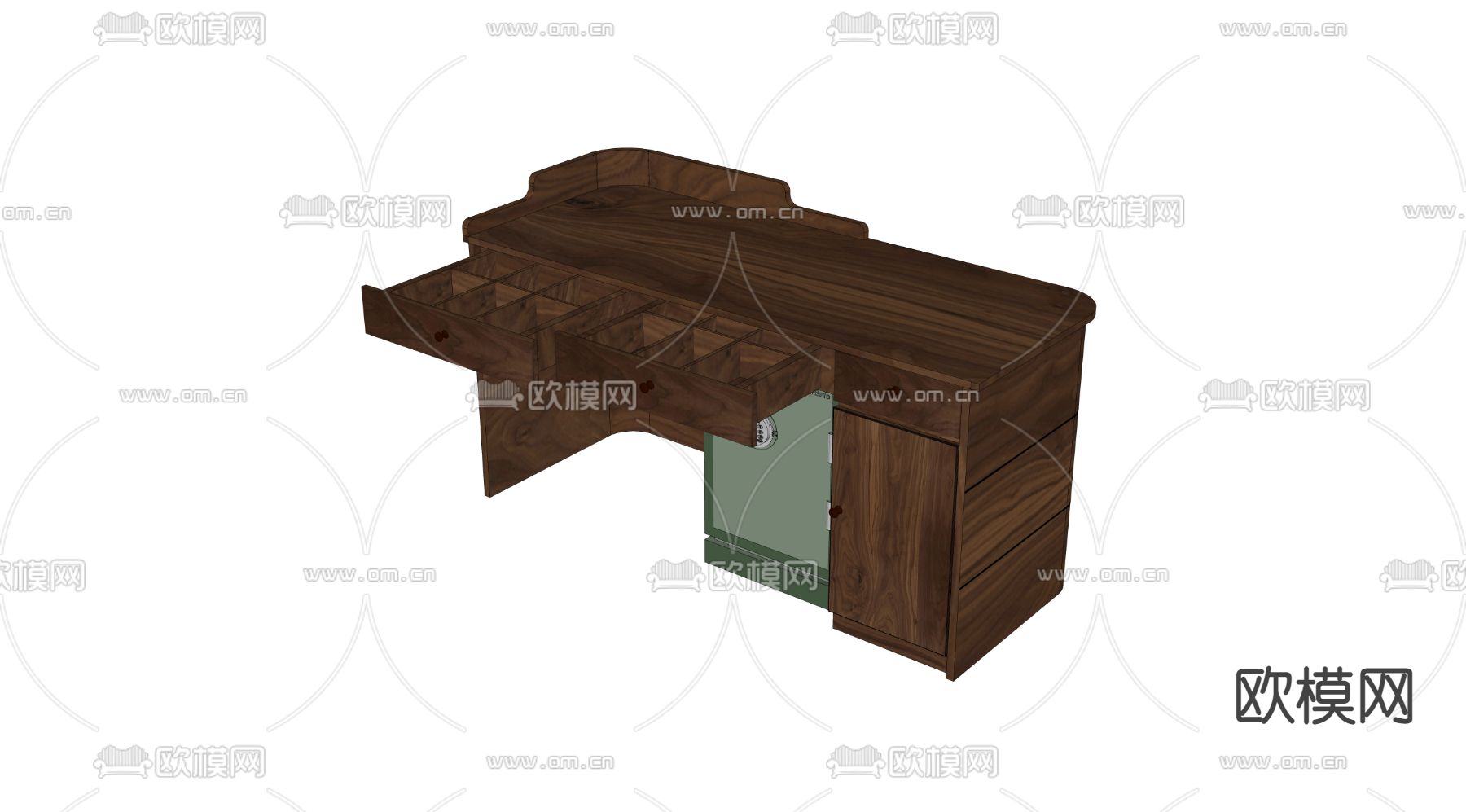现代实木前台收银台su模型下载（渲染图2）