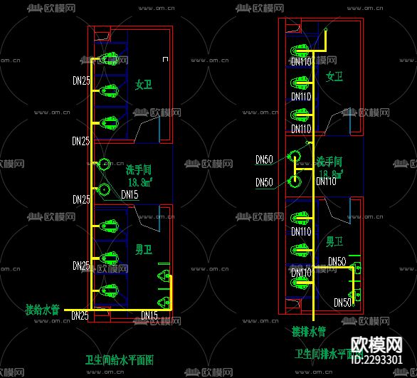 办公楼装饰装修水电CAD施工图下载（渲染图7）
