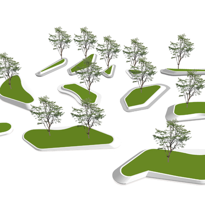  现代异形树池su模型 