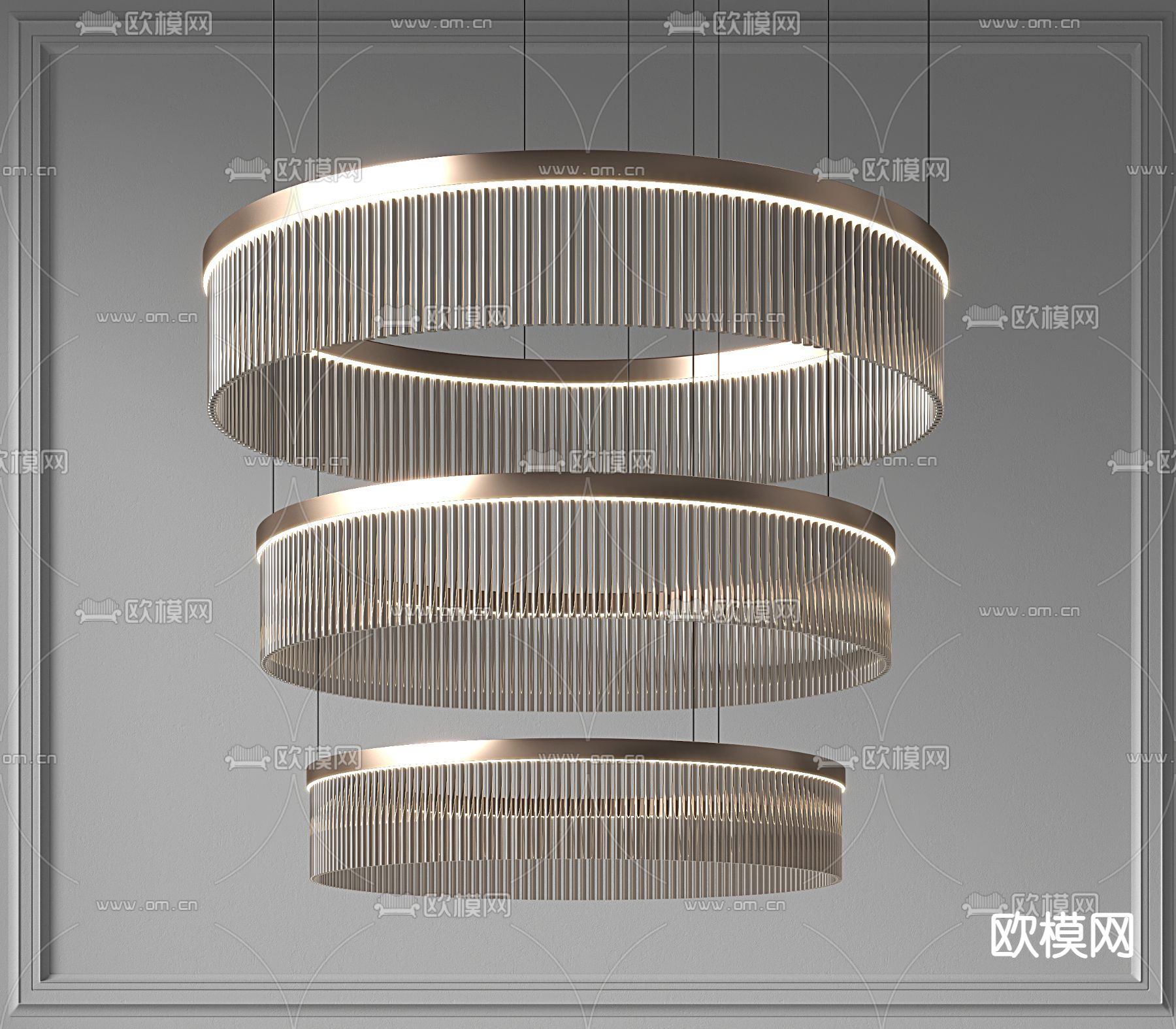 现代多层水晶圆环吊灯su模型下载_ID12124127_sketchup模型下载-欧模网