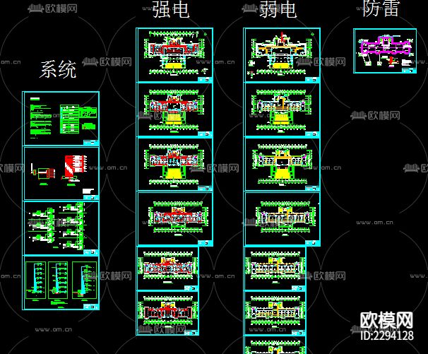 大型地下车库强弱电CAD施工图下载（渲染图2）