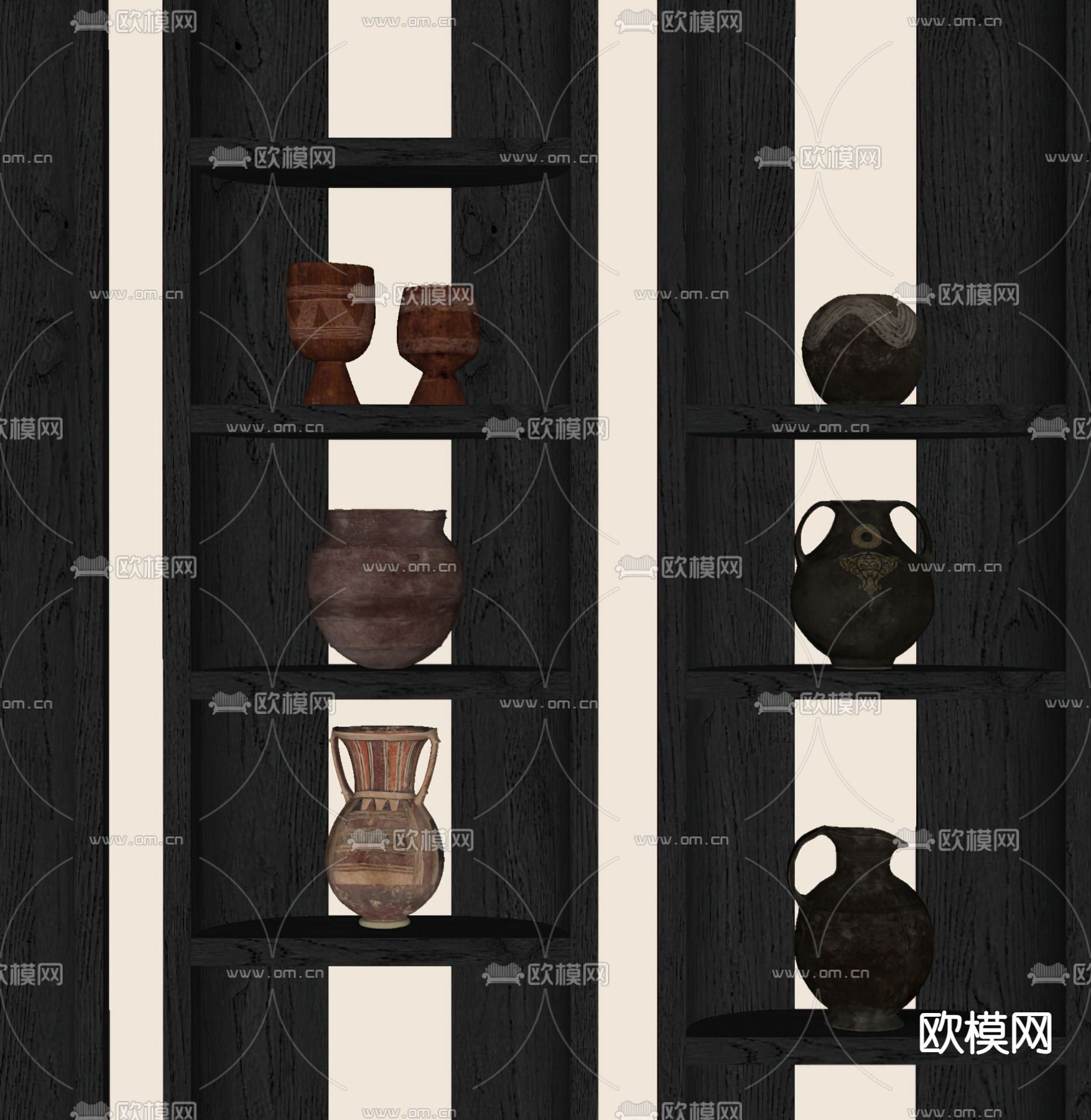 侘寂风陶罐陶瓷器皿su模型下载（渲染图2）