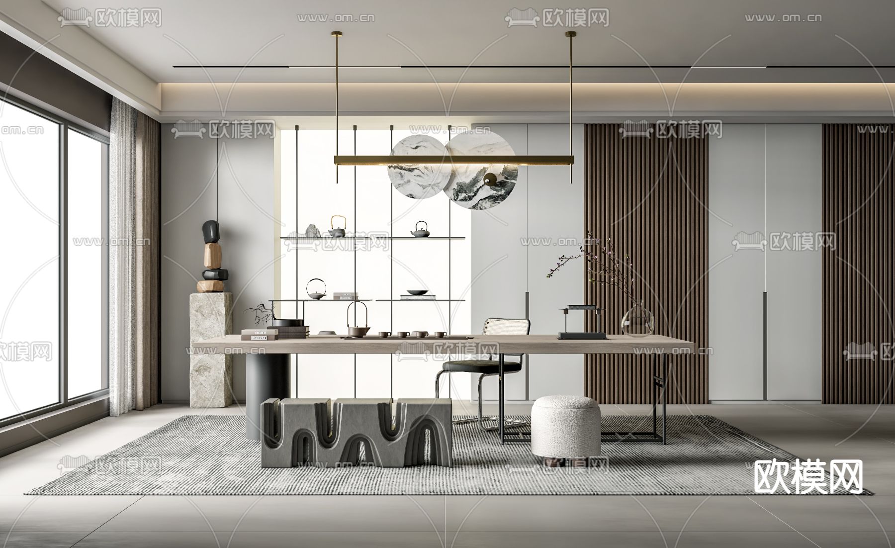 现代茶室su模型