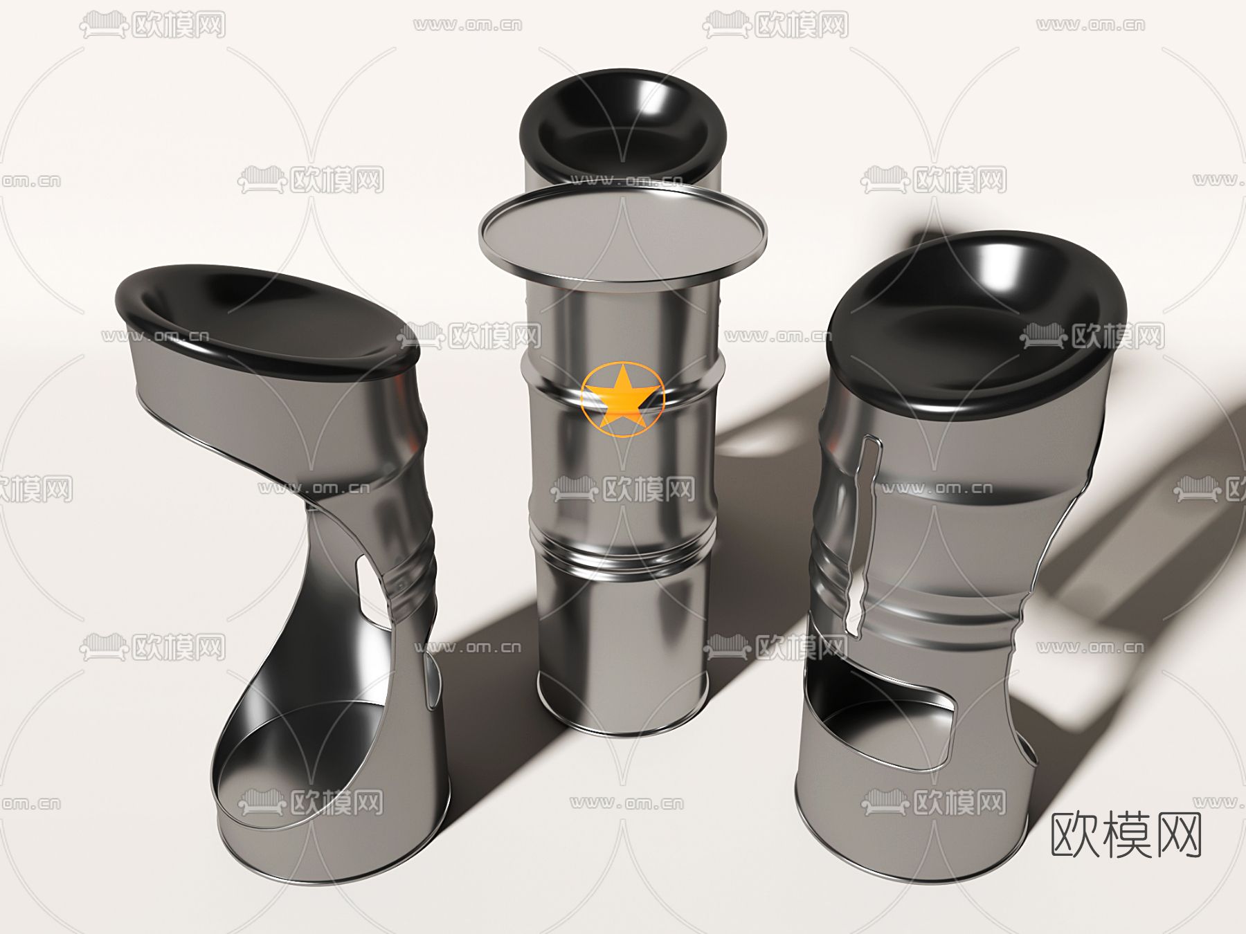 工业风吧台椅休闲桌椅3d模型下载