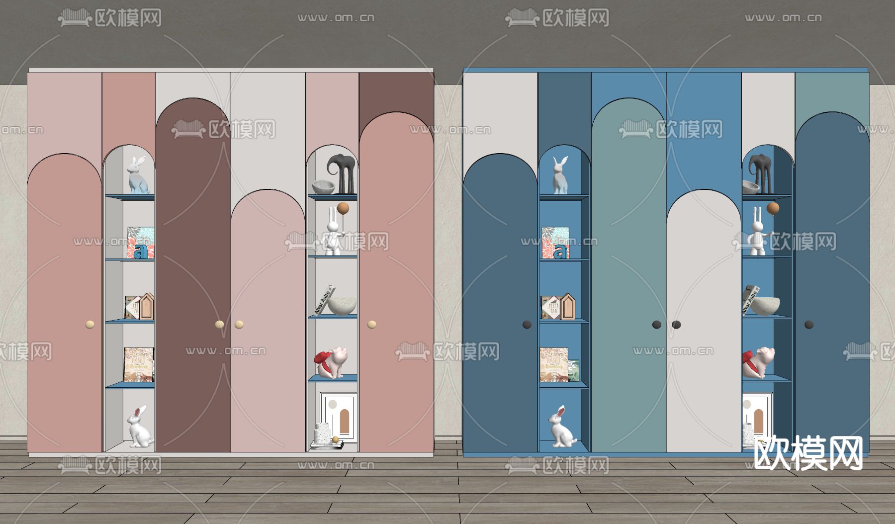 现代儿童衣柜su模型