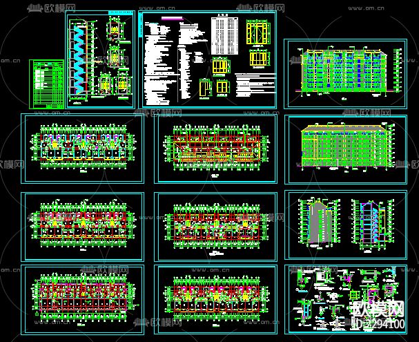 住宅楼建筑cad施工图下载（渲染图1）