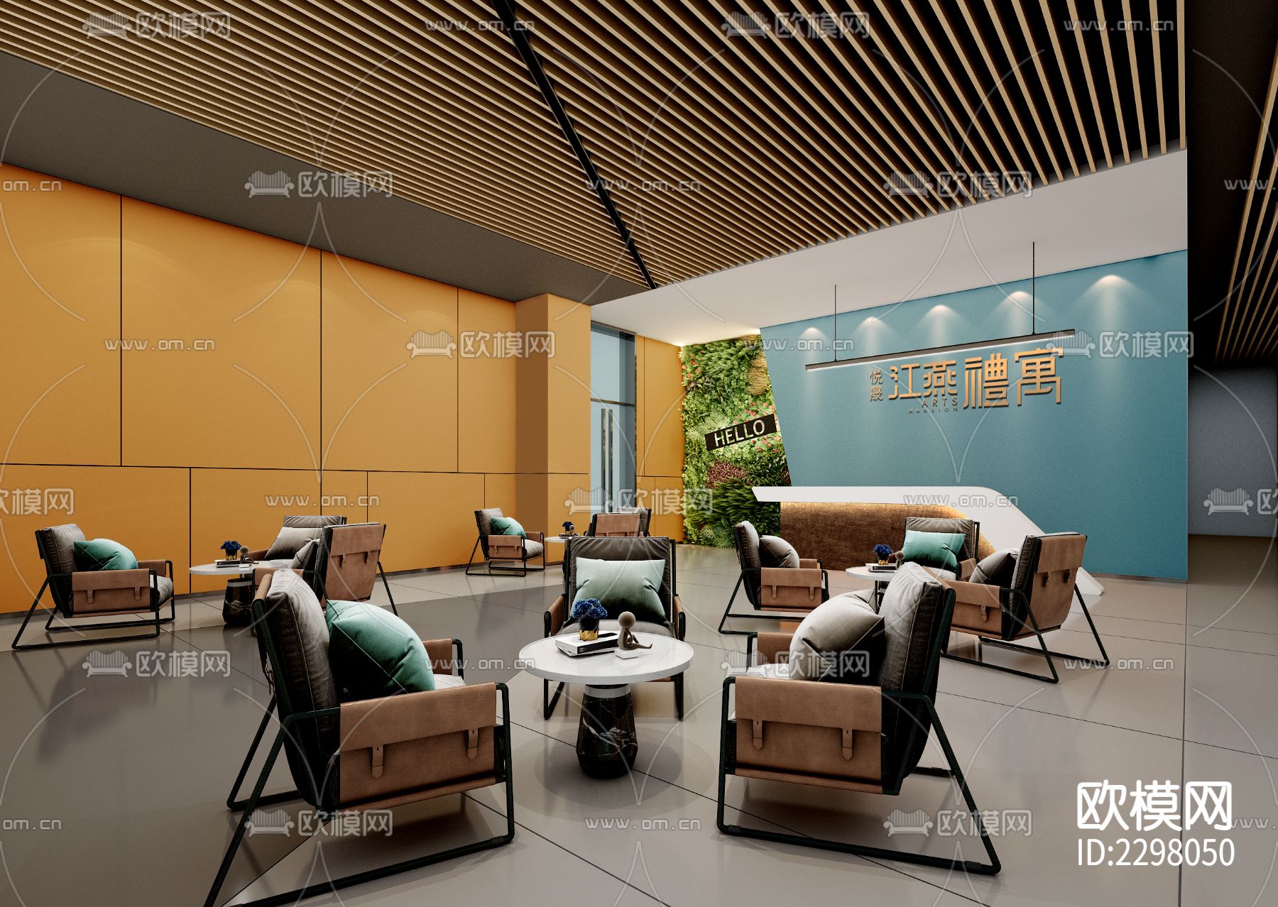 售楼处CAD施工图下载（渲染图3）