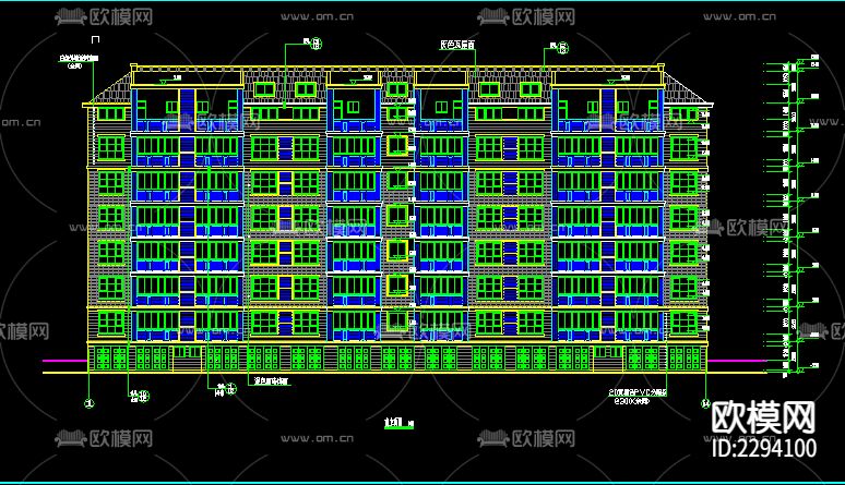 住宅楼建筑cad施工图下载（渲染图2）