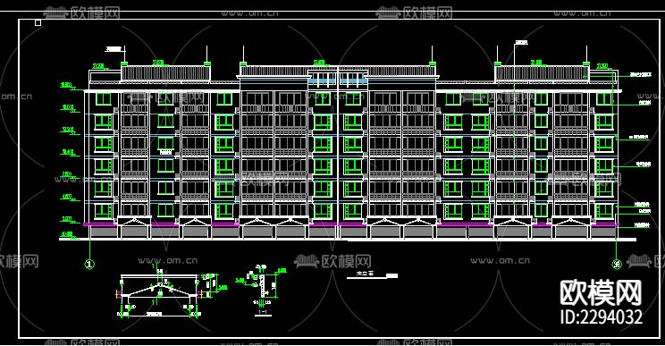 住宅楼建筑cad施工图下载（渲染图2）