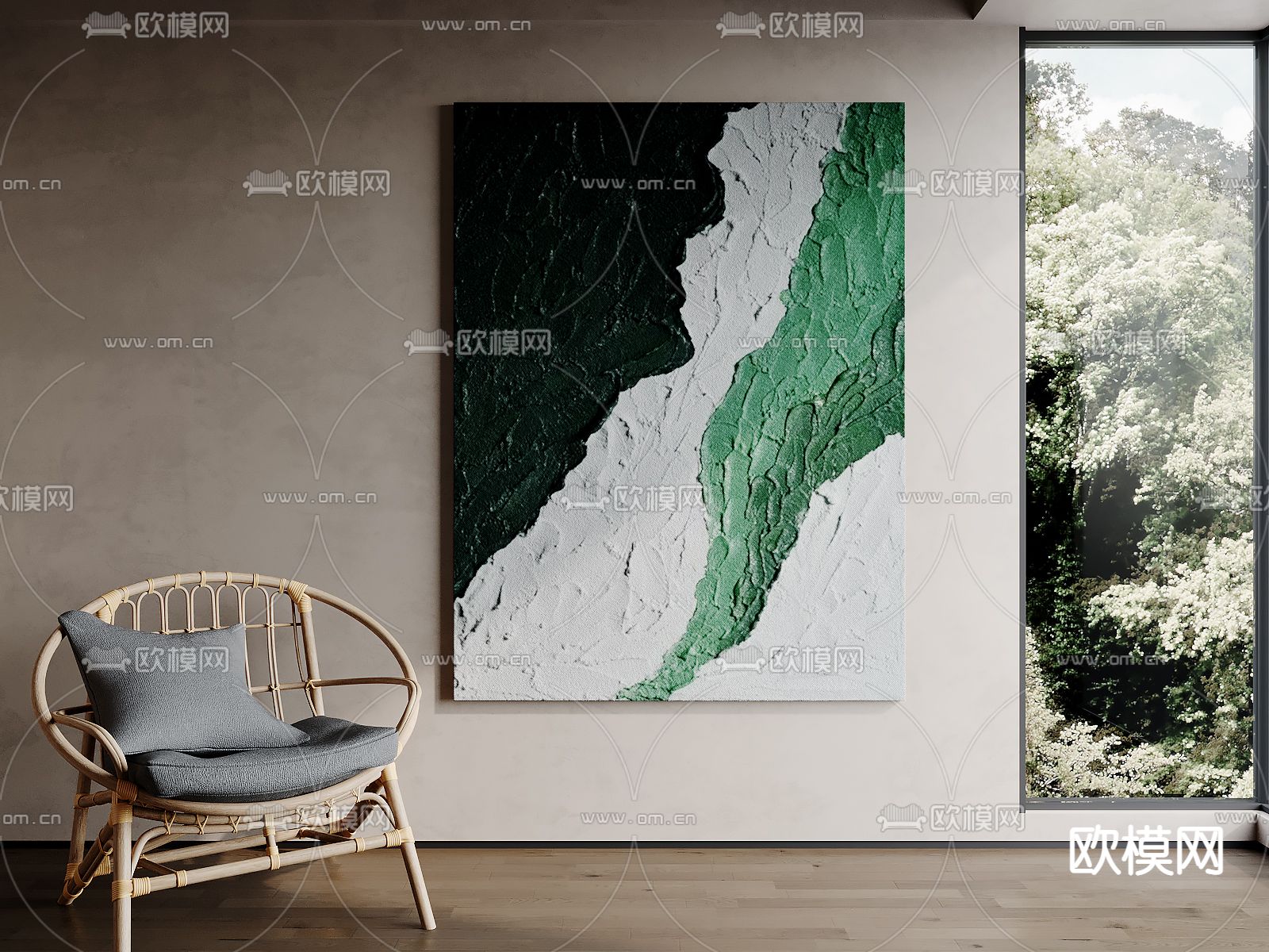 现代装饰画su模型下载（渲染图1）