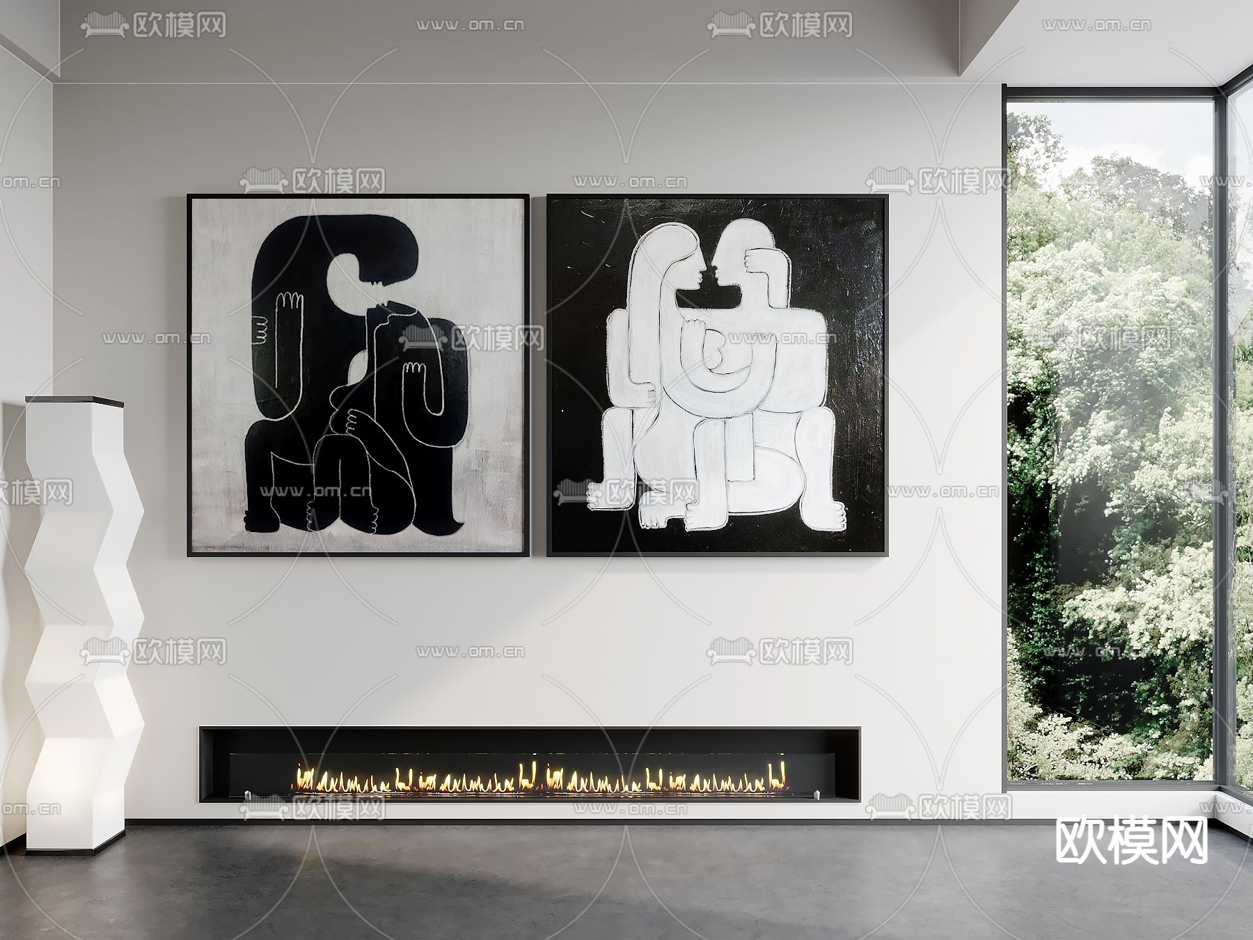 侘寂风装饰画 抽象画 挂画su模型下载（渲染图1）