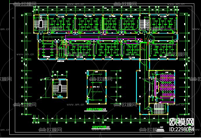 教学楼电气设计CAD施工图下载（渲染图3）