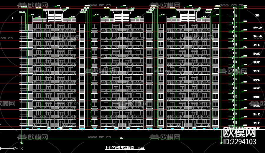 住宅楼建筑cad施工图下载（渲染图4）