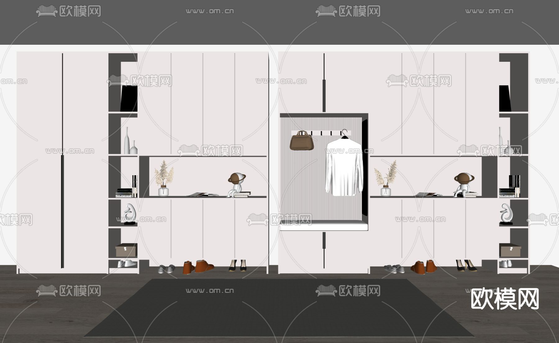 现代鞋柜su模型下载（渲染图2）
