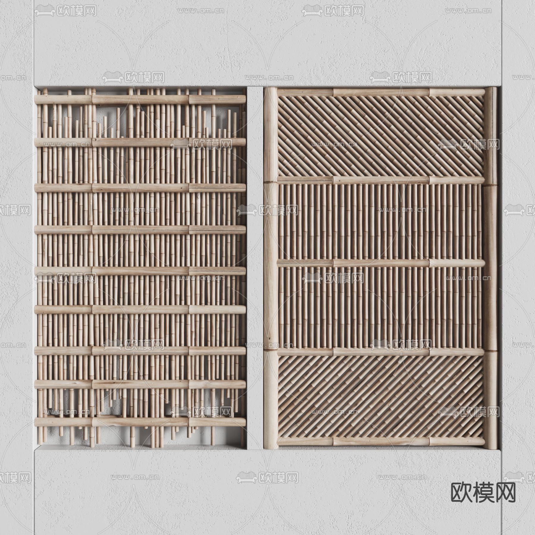 新中式竹子屏风摆件su模型下载（渲染图1）