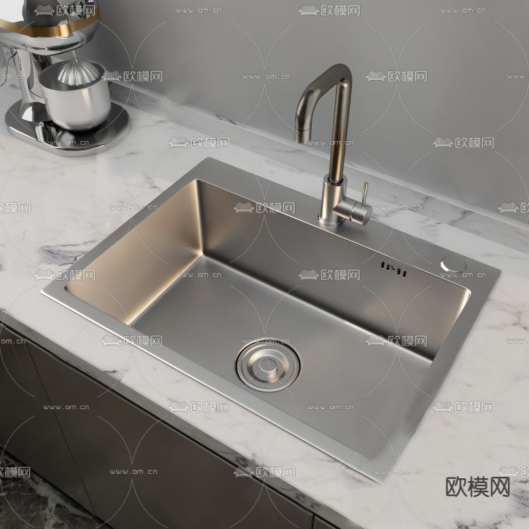 现代水槽 洗菜槽su模型下载（渲染图1）