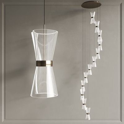 现代玻璃吊灯su模型