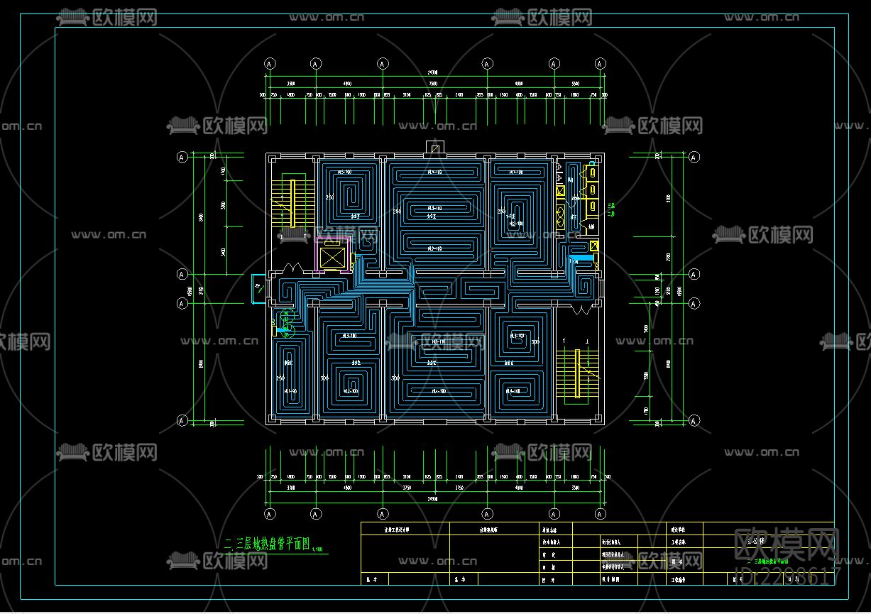 办公楼水暖消防CAD施工图下载（渲染图1）