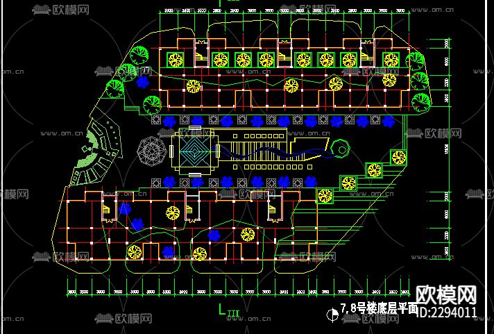 综合住宅区规划cad平面图下载（渲染图6）