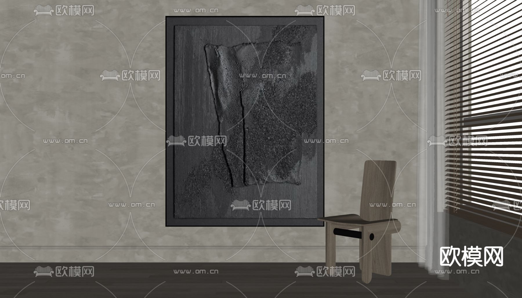 侘寂风装饰画 挂画 抽象画su模型