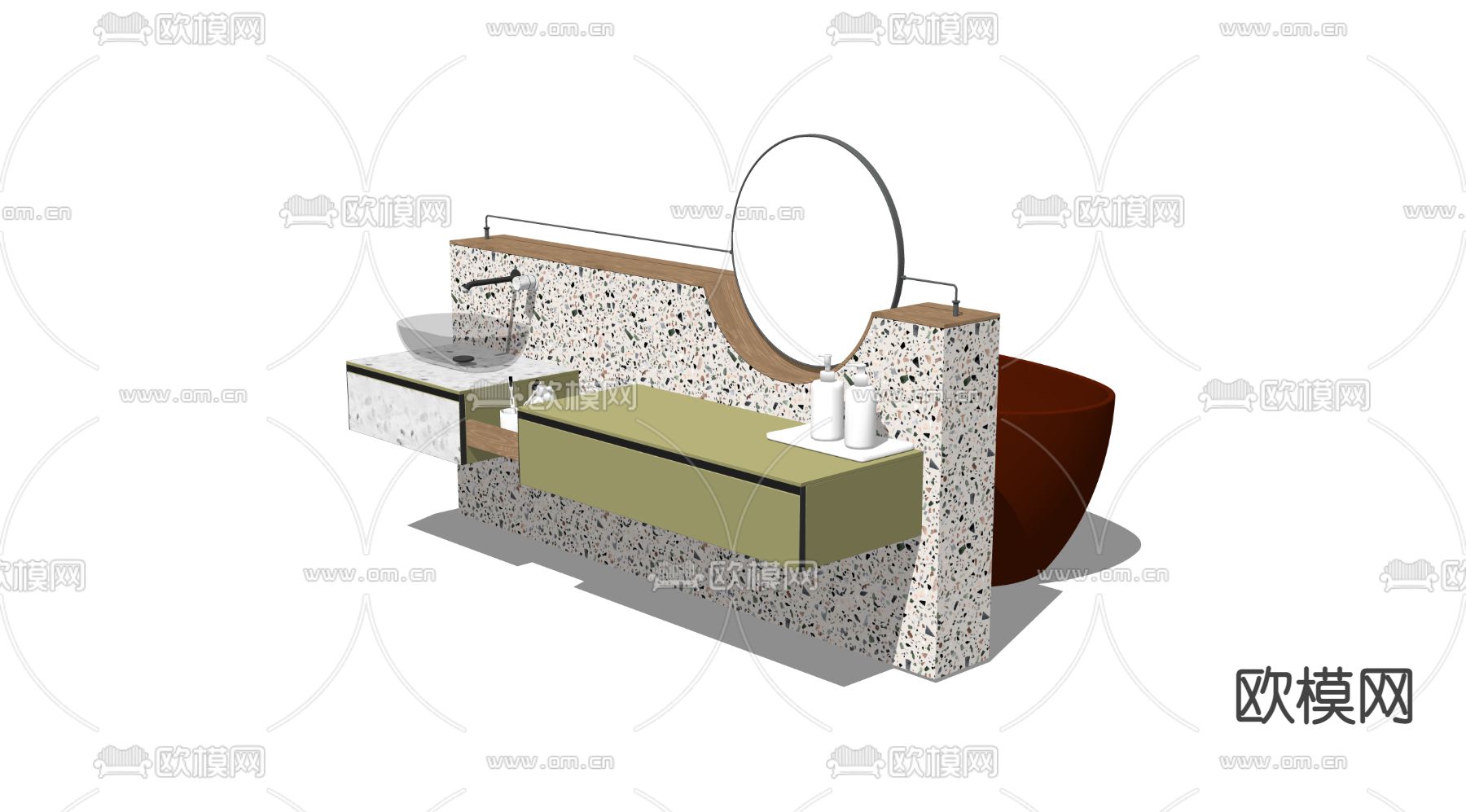 现代洗手台su模型下载（渲染图3）