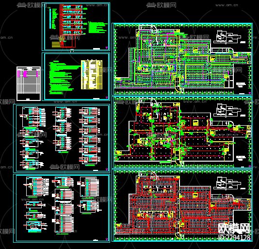大型地下车库强弱电CAD施工图下载（渲染图1）