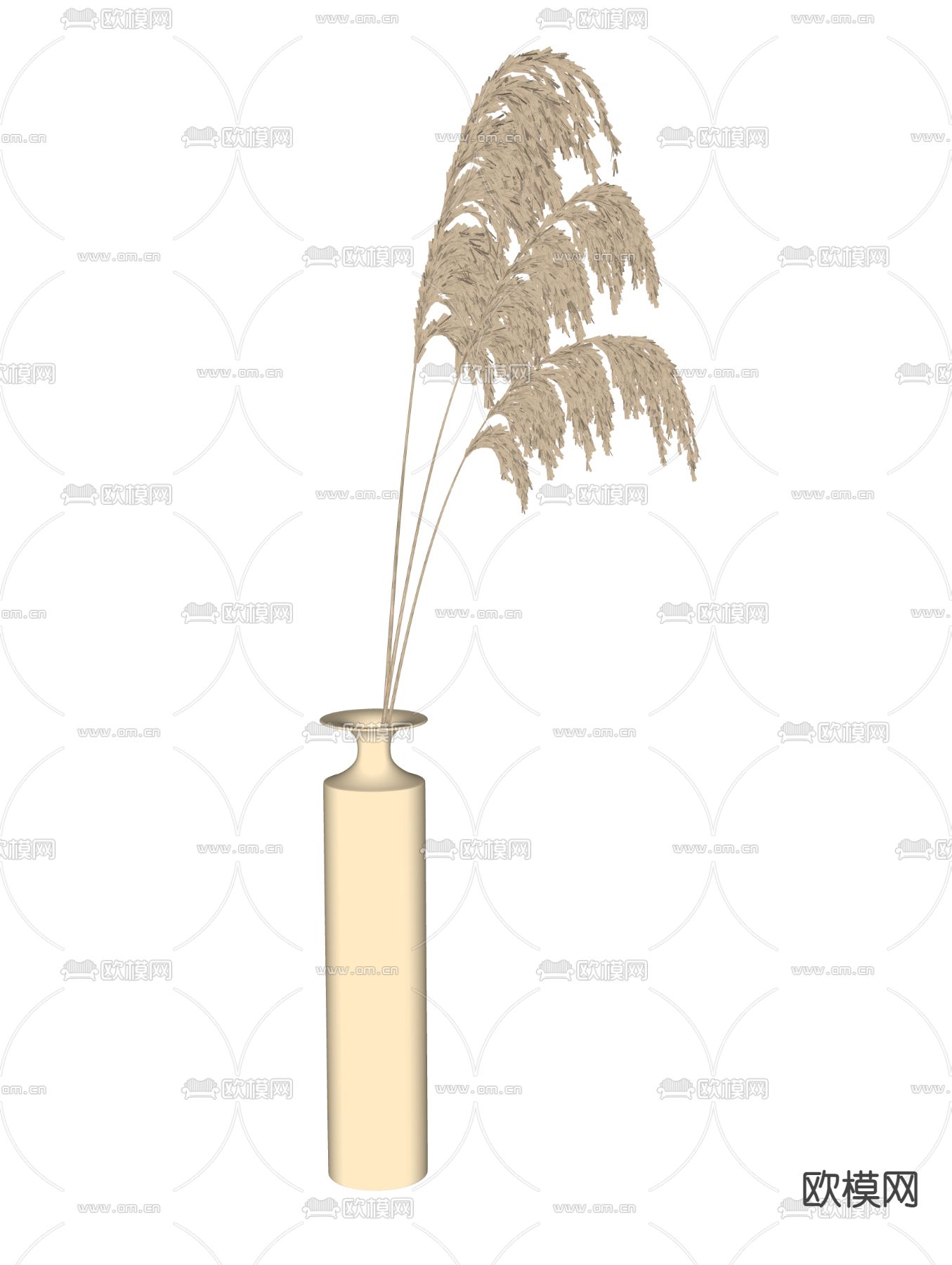 现代轻奢植物花瓶摆件su模型