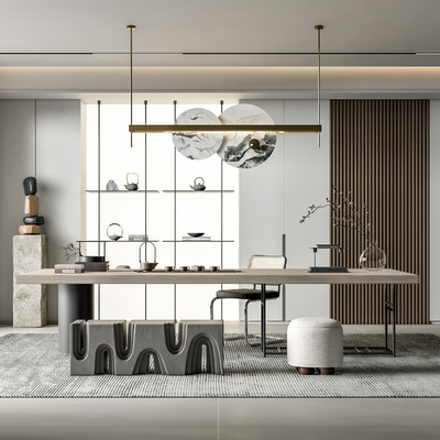 现代茶室su模型