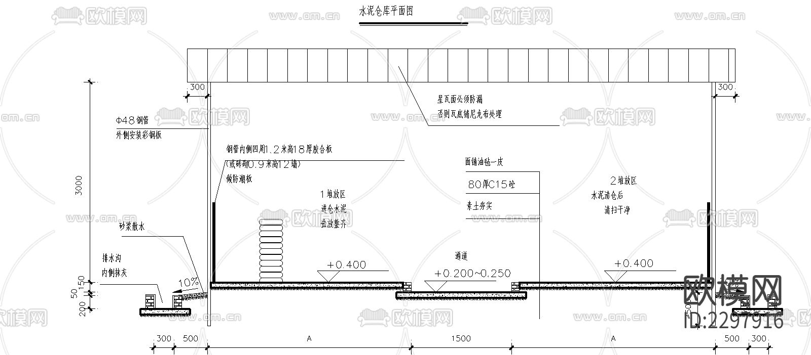 材料堆场标准做法CAD节点大样下载（渲染图3）