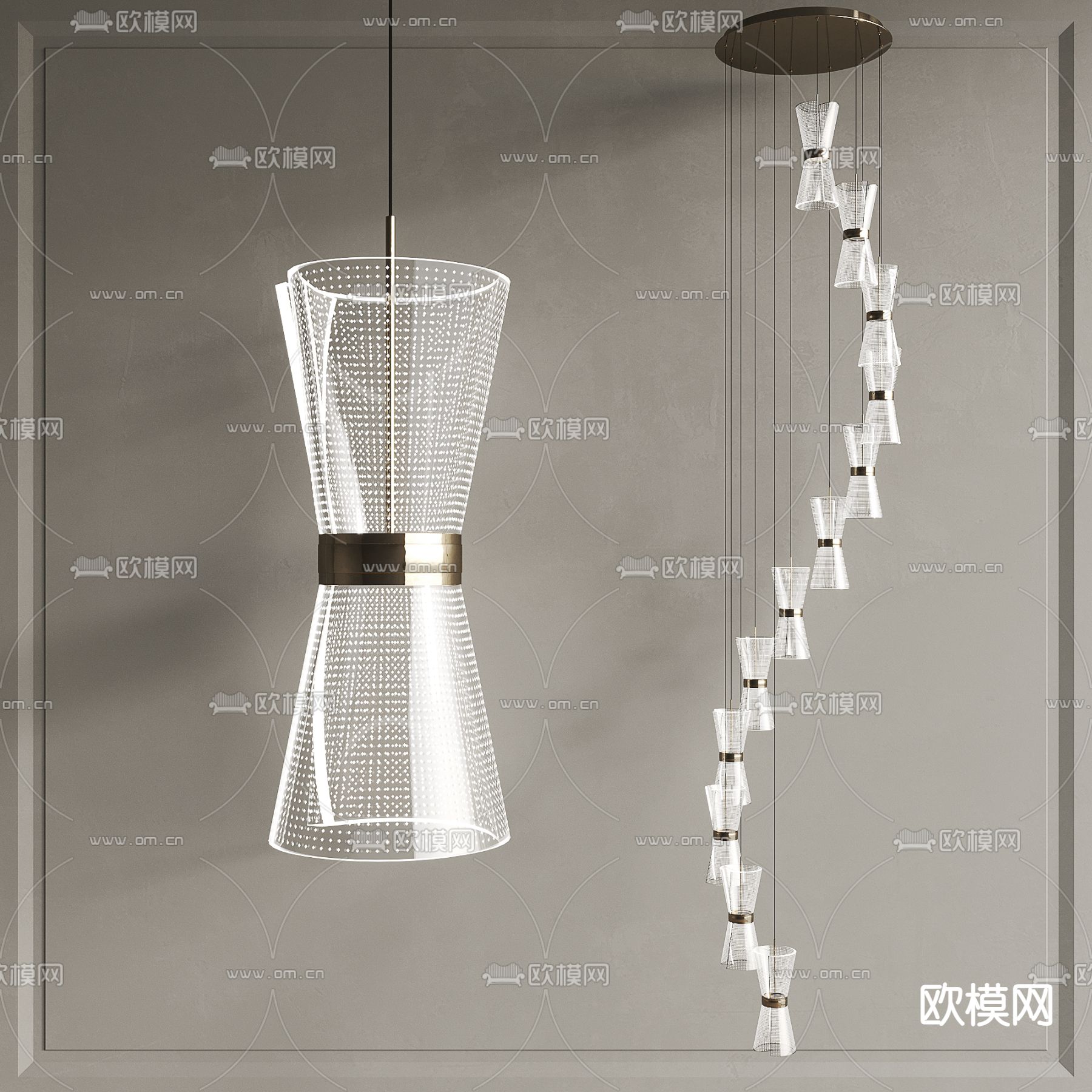 现代玻璃吊灯su模型