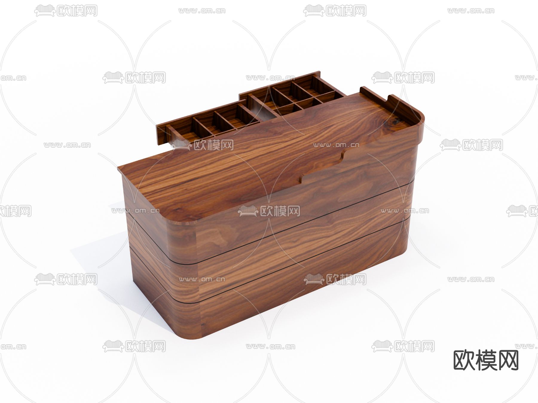 现代实木前台收银台su模型下载（渲染图1）