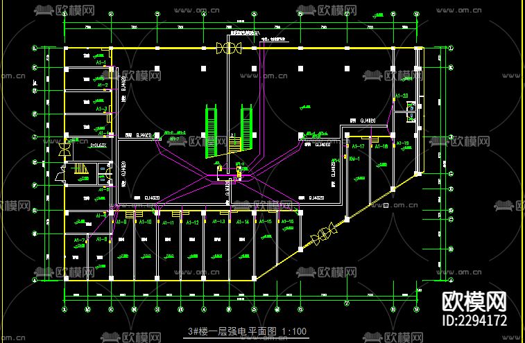 商住楼电气设计cad施工图下载（渲染图4）