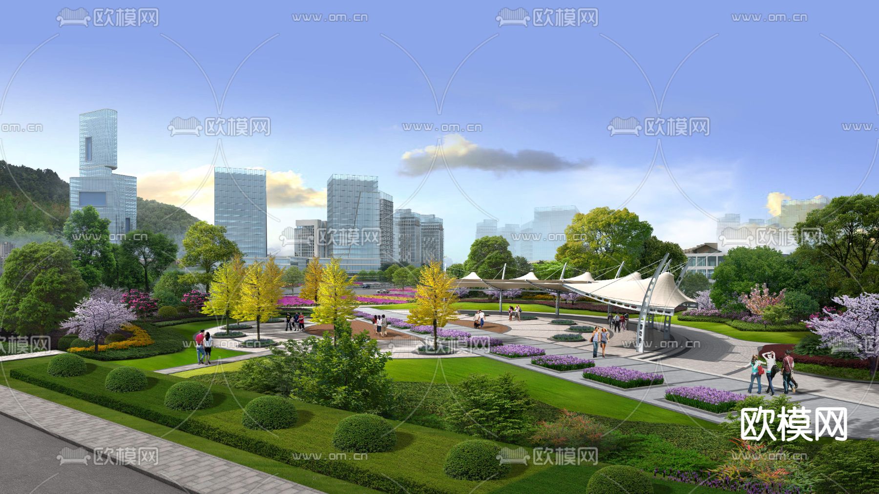 现代公园园林鸟瞰psd下载_ID12130678_3dmax免费模型-欧模网