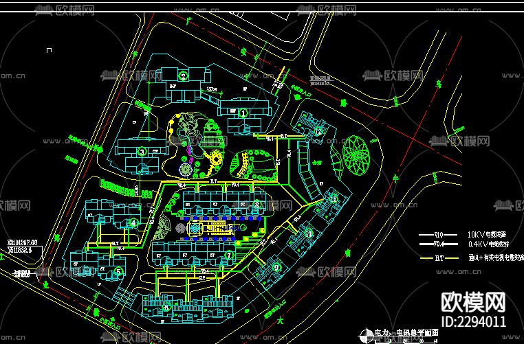综合住宅区规划cad平面图下载（渲染图4）